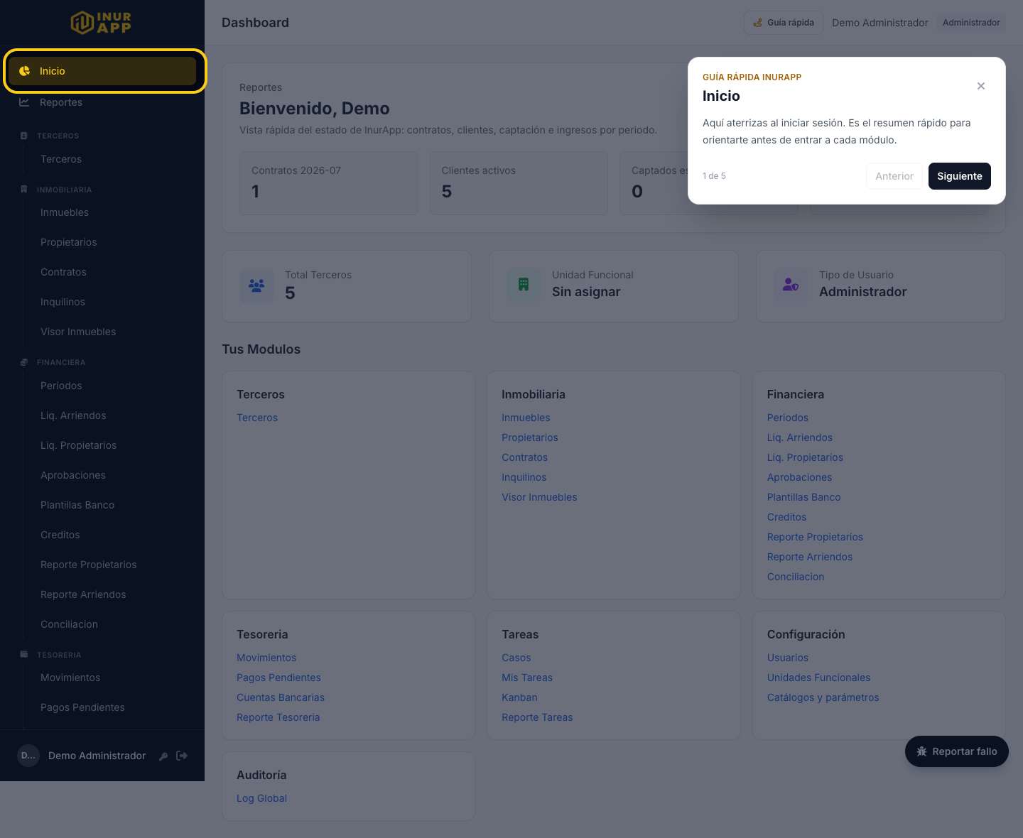 Dashboard interno