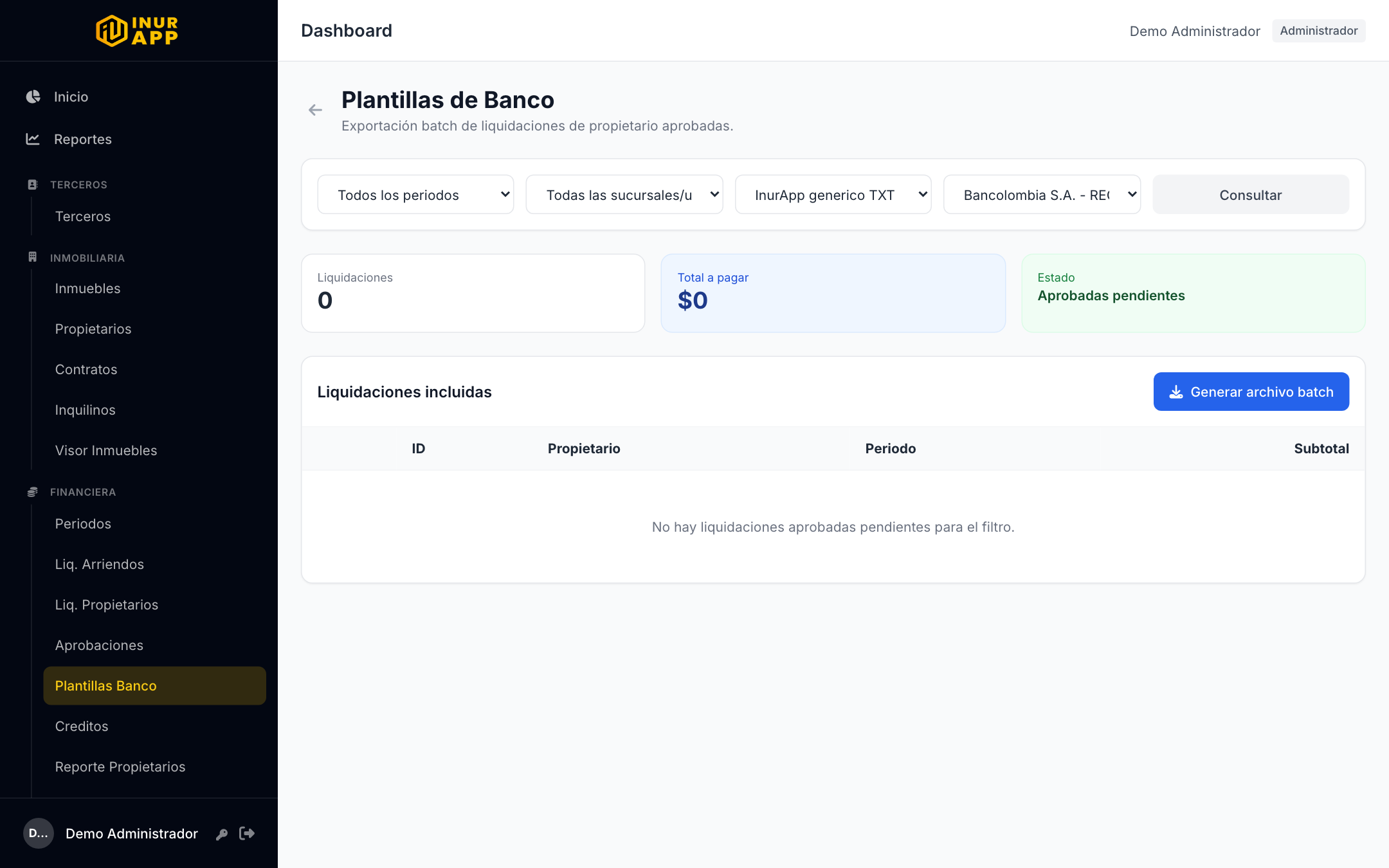 Plantillas Banco para export masivo